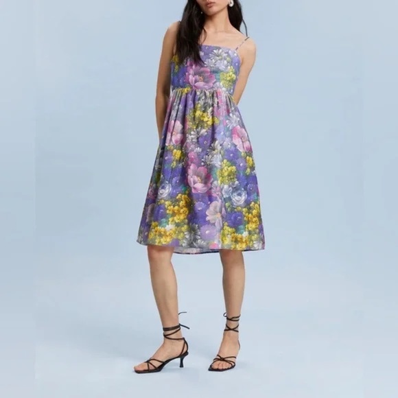& OTHER STORIES Savoir Printed Silk Bow-Detailed Multi-Color Midi Dress - Picture 3 of 12